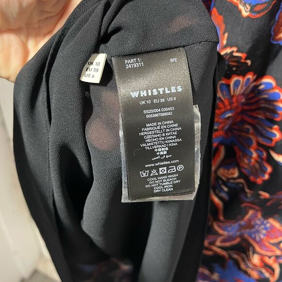 Whistles Black Ruby trailing bloom midi dress size 6 - Picture 7 of 11